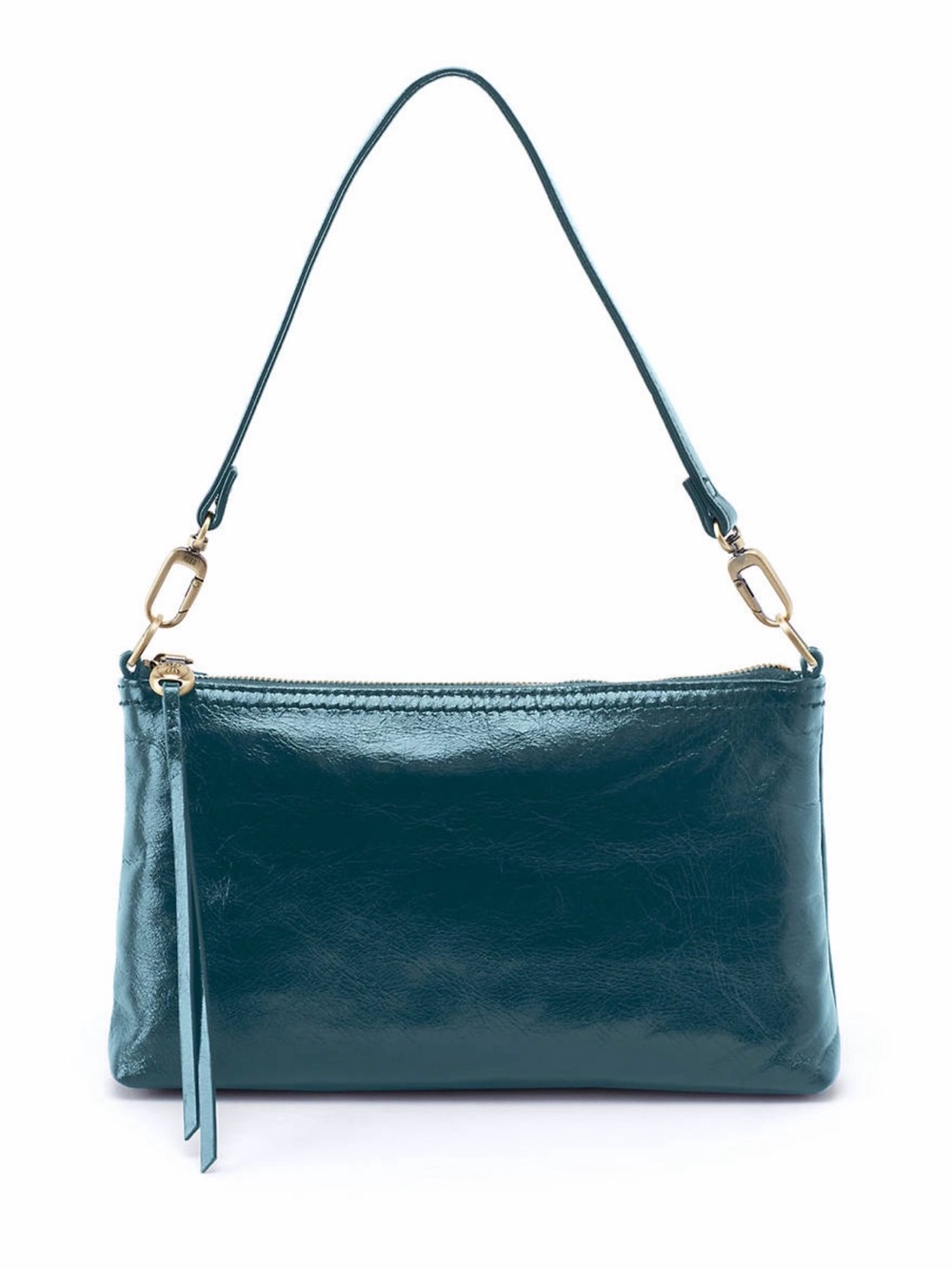 Classic Teal Leather Shoulder Bag - Women